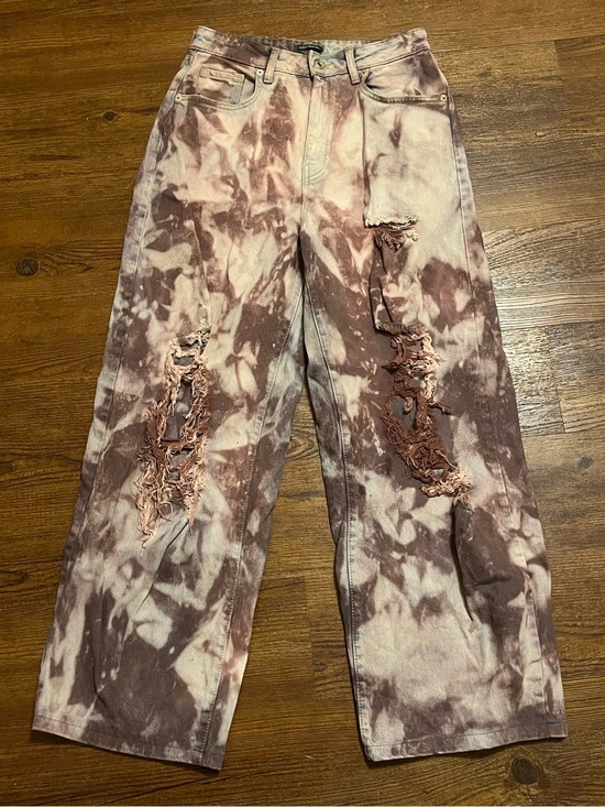 wild fable Denim - Wild Fable Baggy High Rise Wide Leg Acid Wash Grunge Ripped Jeans Size 6/28R